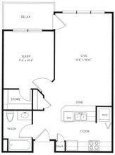 1x1 B - Standard B208 floor plan